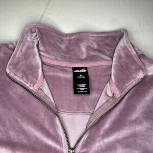 AVIA Velour Quarter Zip Pullover XL 16-18 Mauve Y2K Lounge Athleisure